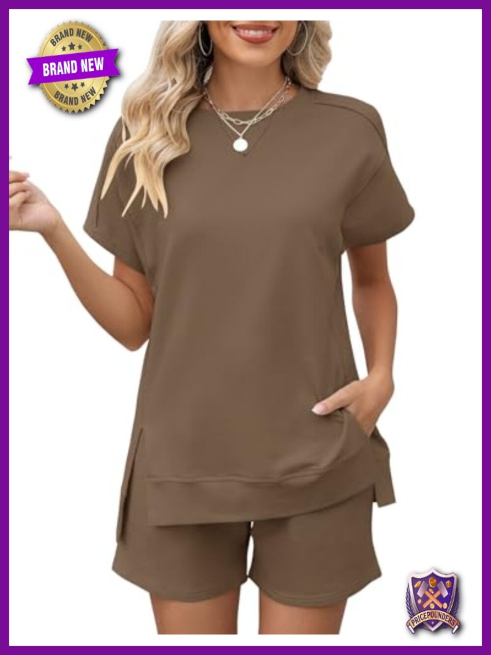 Womens 2 Piece Outfit Short Sleeve Top Drawstring Shorts Lounge Set
